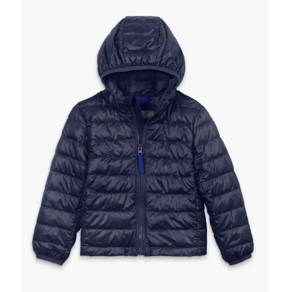 Primary Toddler Sz 2T Lightweight Water Repellent Puffer Jacket‎ Navy Blue Hood